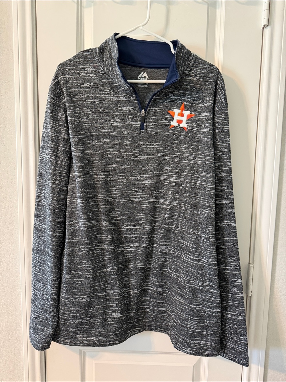 Majestic Houston Astros Heather Gray Quarter-Zip Pullover with Orange Logo